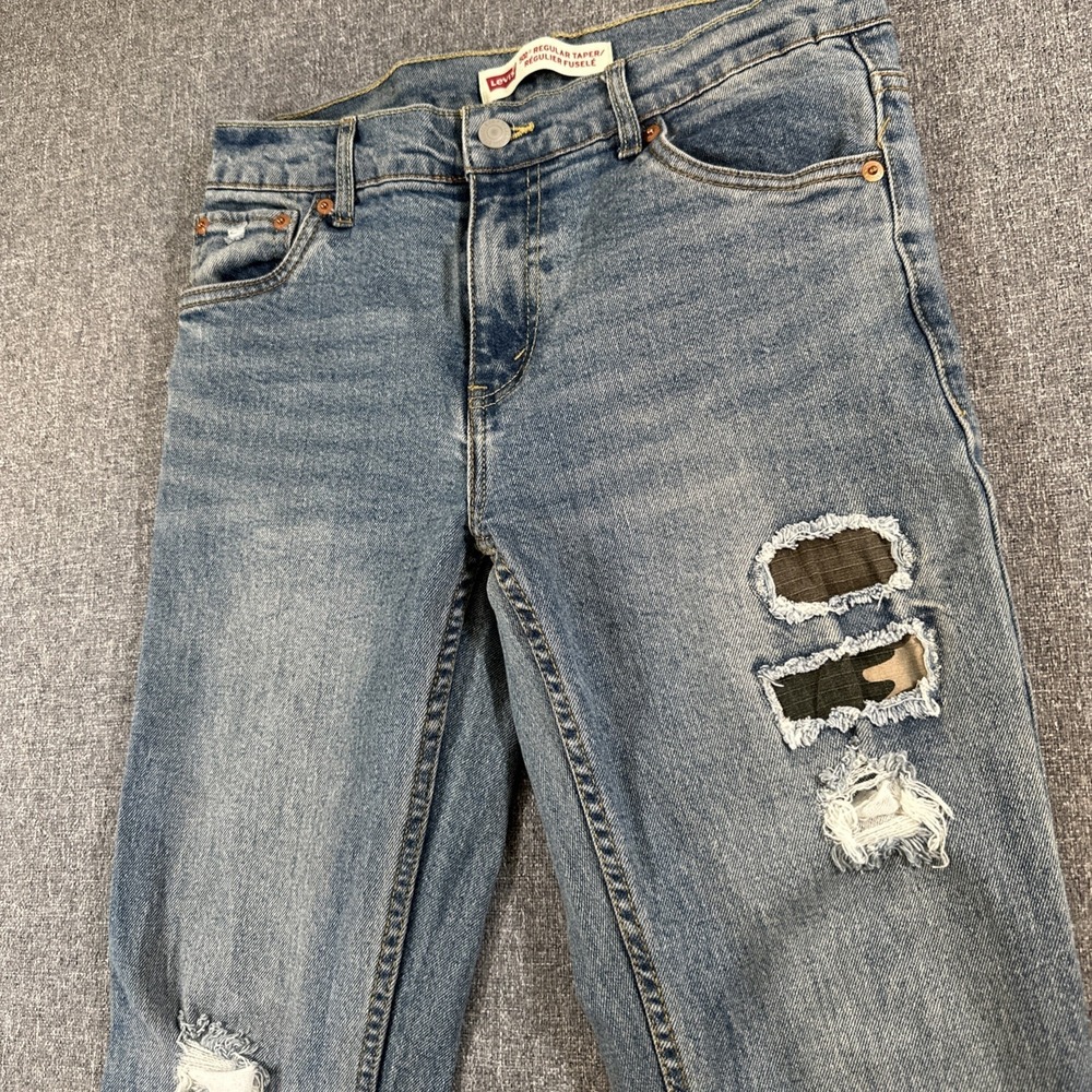 Levis 502 Regular Taper Distressed Jeans Womens 16 28x28‎ Stretch Denim